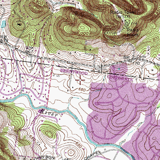 Topographic Map of Derby Glen, TN