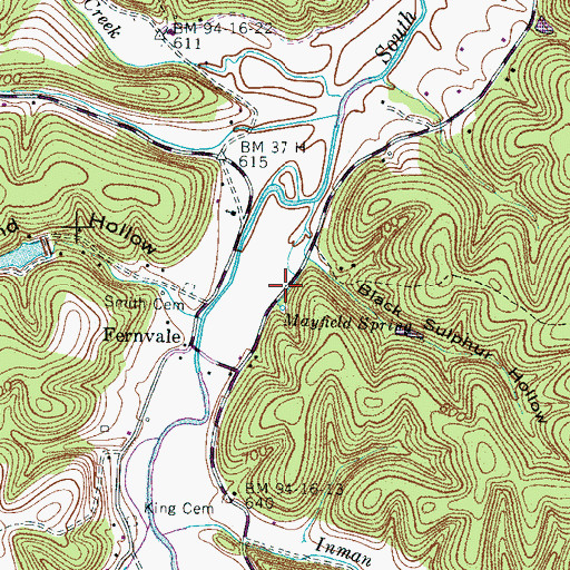 Topographic Map of Fernvale Springs (historical), TN