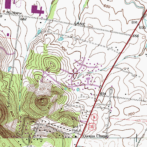 Topographic Map of Fountainhead, TN
