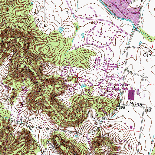 Topographic Map of Foxland Hall, TN