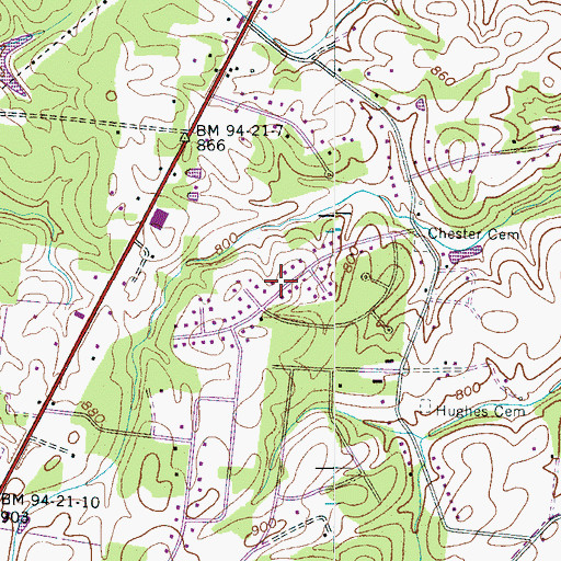 Topographic Map of Glenhaven, TN