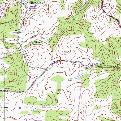 Topographic Map of Grammer Estates, TN