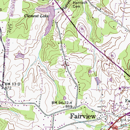 Topographic Map of Hallview Meadows, TN