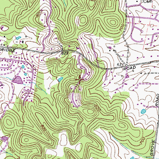 Topographic Map of Harpeth Estates, TN