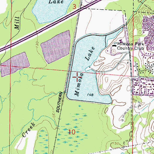 Topographic Map of Mimosa Park Dam, AL
