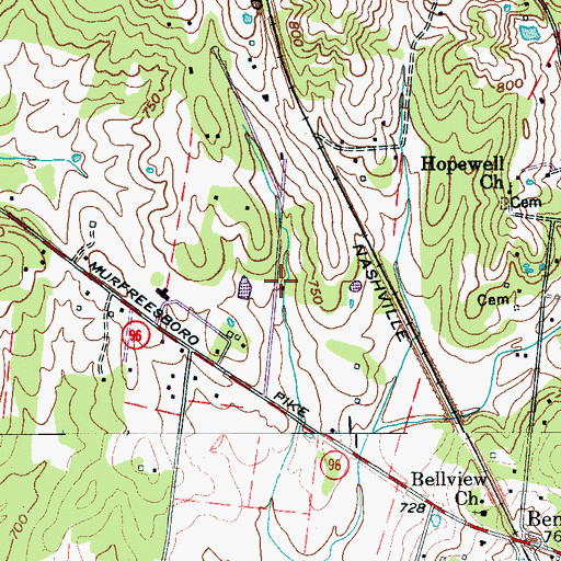 Topographic Map of Hickory Hills, TN