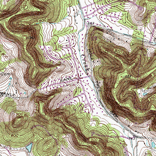 Topographic Map of Hillview Estates, TN