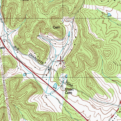 Topographic Map of Hunting Creek Farms, TN