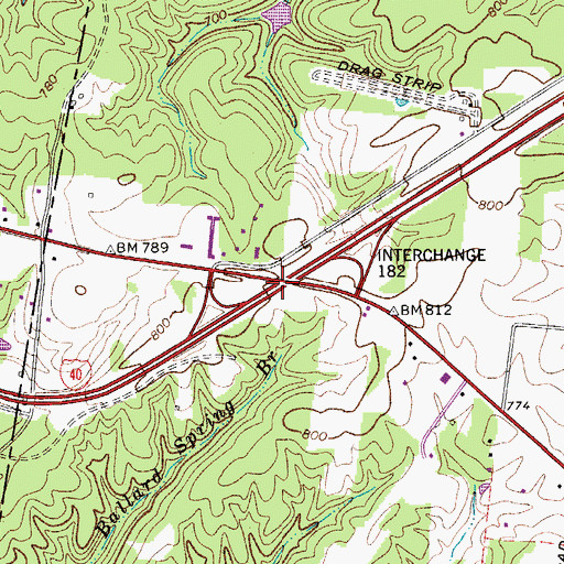 Topographic Map of Interchange 182, TN