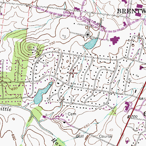 Topographic Map of Iroquois Estates, TN