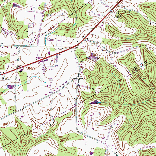 Topographic Map of Lone Oak, TN