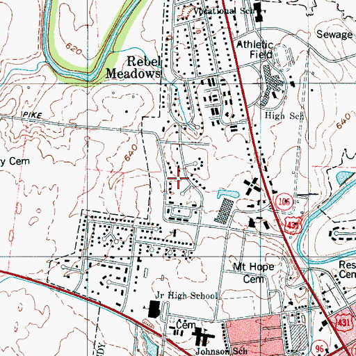 Topographic Map of Magnolia Place, TN