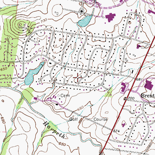 Topographic Map of Meadowlake, TN