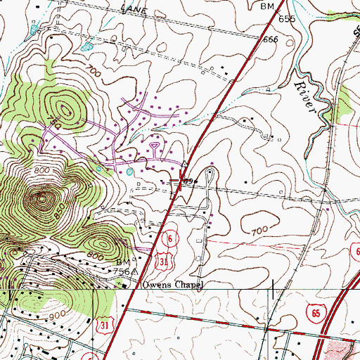 Topographic Map of Mizell (historical), TN