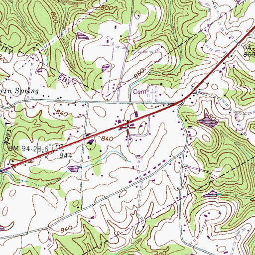 Topographic Map of Oak Tree, TN