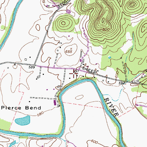 Topographic Map of Pickens Acres, TN