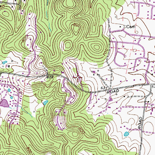 Topographic Map of Poplar Hills, TN