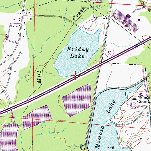 Topographic Map of Friday Lake Dam, AL