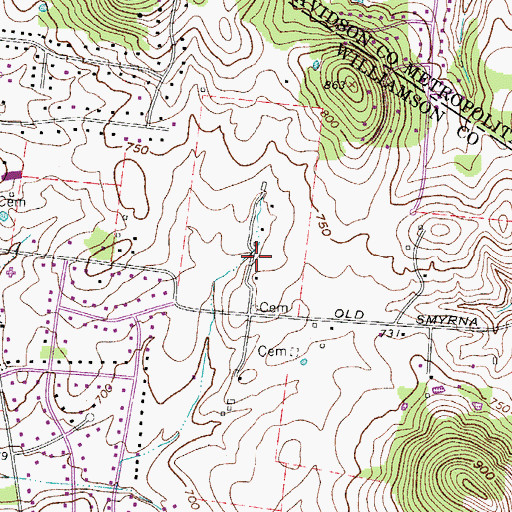 Topographic Map of Smyrna Road Homes, TN