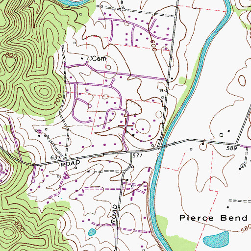 Topographic Map of Trace End Estates, TN