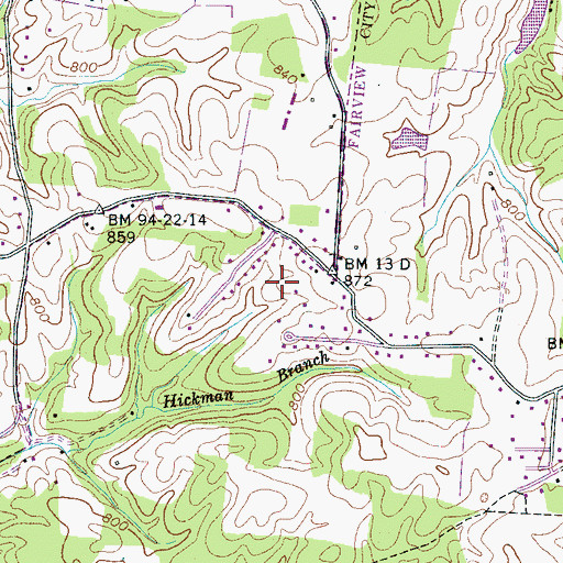 Topographic Map of Valley Green Estates, TN
