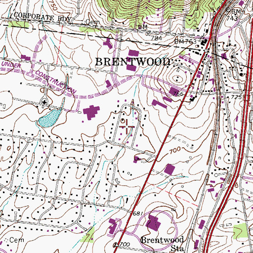 Topographic Map of Williamsburg Estates, TN