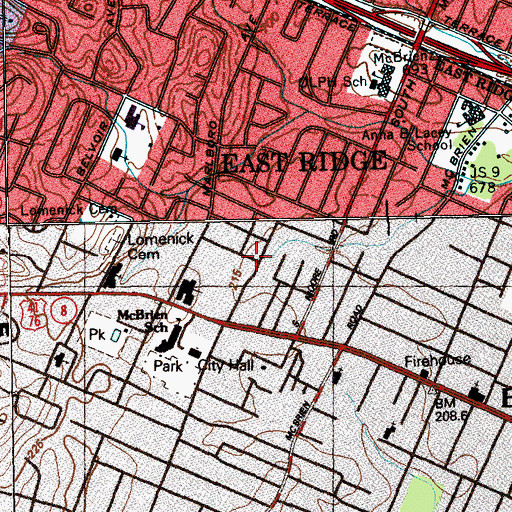 Topographic Map of Belvoir Terrace, TN