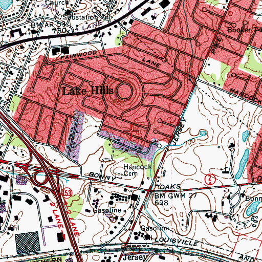 Topographic Map of Brentwood, TN