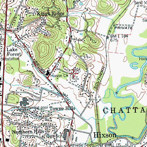 Topographic Map of Briarfield, TN