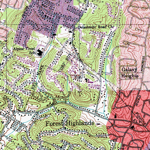 Topographic Map of Brynewood Park, TN