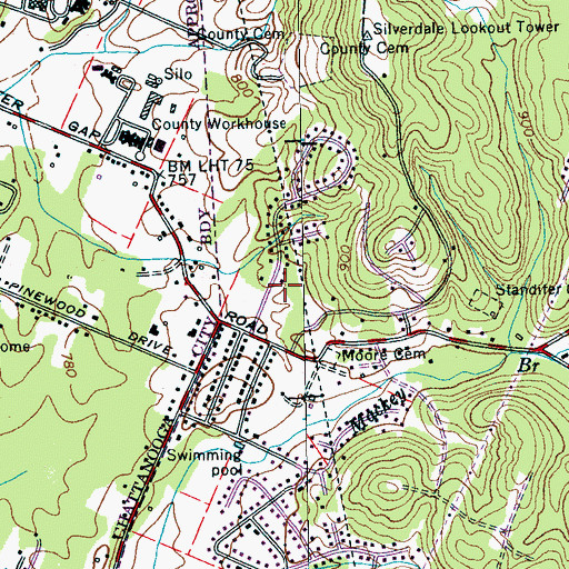 Topographic Map of Cambridge Estates, TN