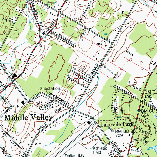 Topographic Map of Caramel Village, TN