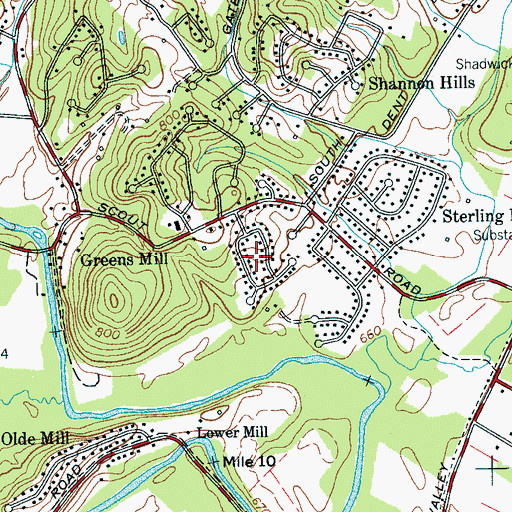 Topographic Map of Crestfield, TN