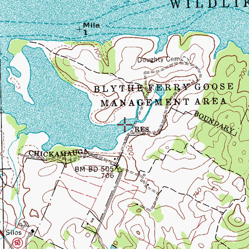 Topographic Map of Dallas Lake, TN