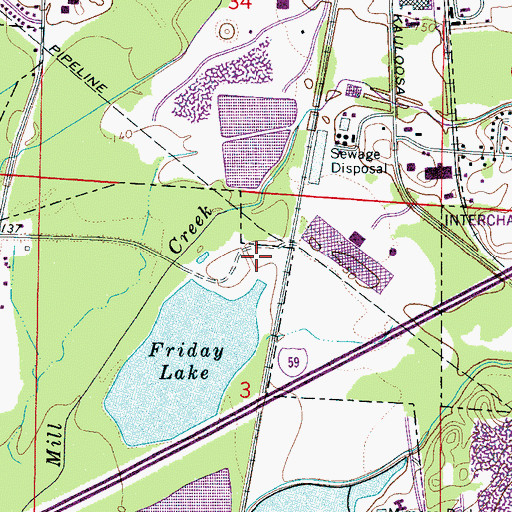 Topographic Map of Sewage Lagoon Dam South, AL