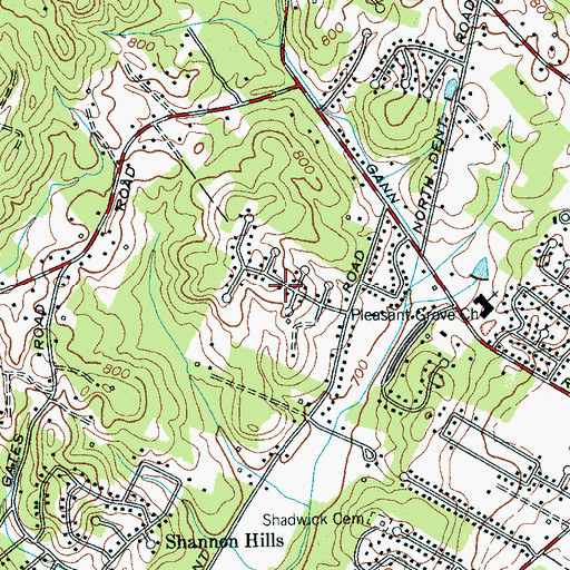 Topographic Map of Dana Hills, TN