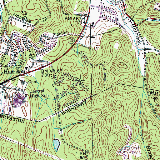 Topographic Map of Deerwood Forest, TN