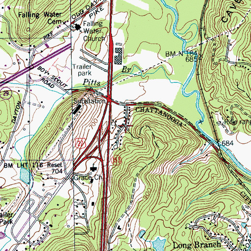 Topographic Map of Echo Glen, TN