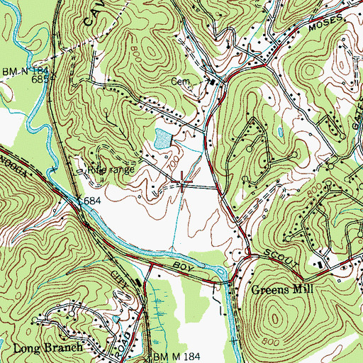Topographic Map of Fanetta Gardens, TN