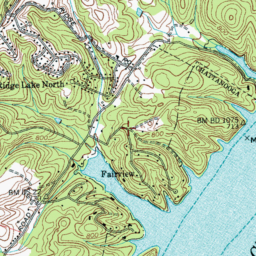Topographic Map of Foxwood Estates, TN