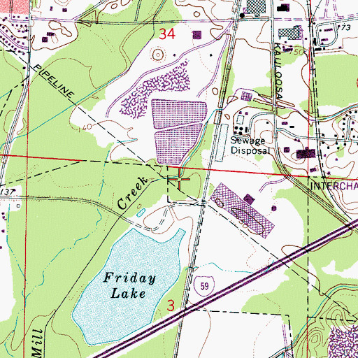 Topographic Map of Sewage Lagoon Dam North, AL