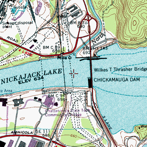 Topographic Map of Friars Island (historical), TN