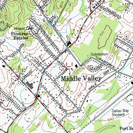 Topographic Map of Garden Farms, TN