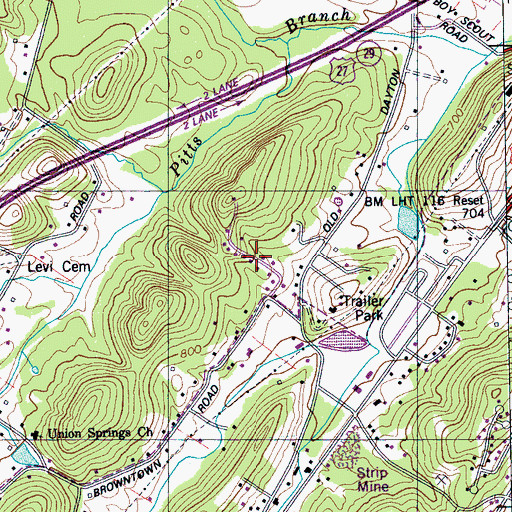 Topographic Map of Golden Oaks Estates, TN