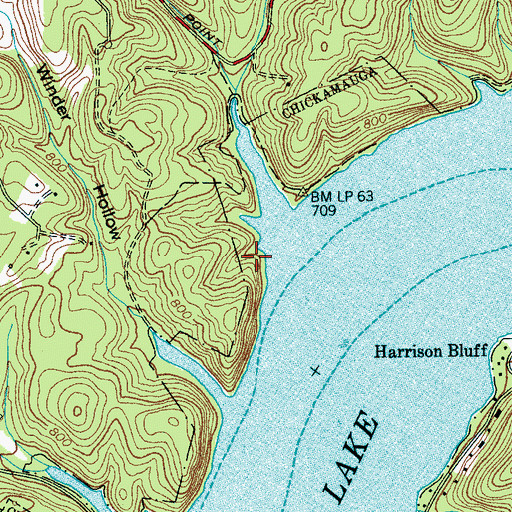 Topographic Map of Grays Point, TN