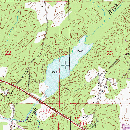 Topographic Map of High Pine Creek Lake Number 2, AL