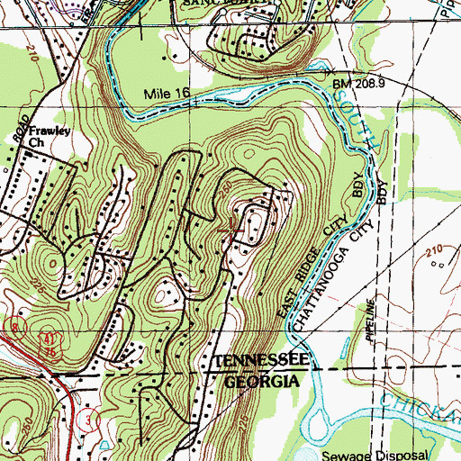 Topographic Map of Harris Hills, TN