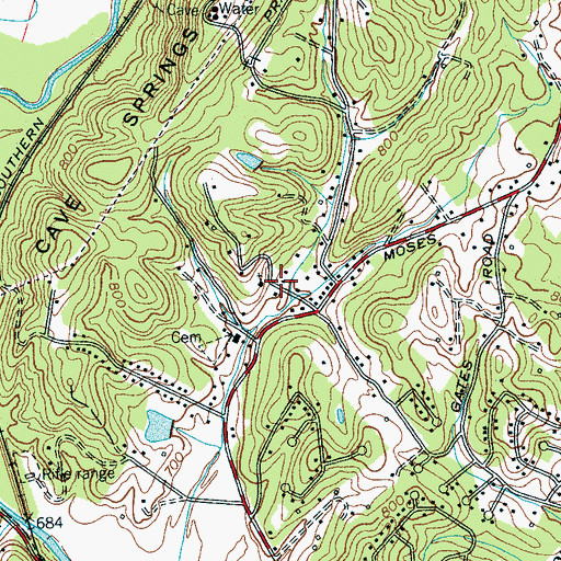 Topographic Map of Hillcrest Estates, TN