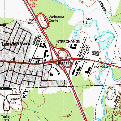 Topographic Map of Interchange 1, TN