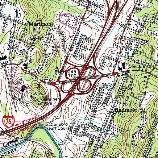 Topographic Map of Interchange 3, TN